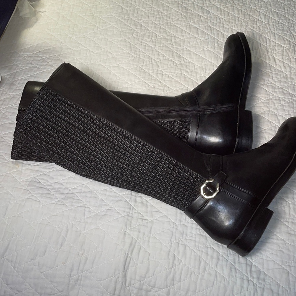 Cole Haan Black Leather Stretch Boot
